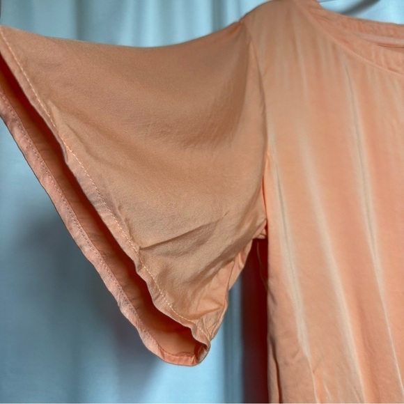 New Bella Dahl Blouson Top Women's Large Peach Flutter Sleeve Soft Ecovera - Picture 4 of 11